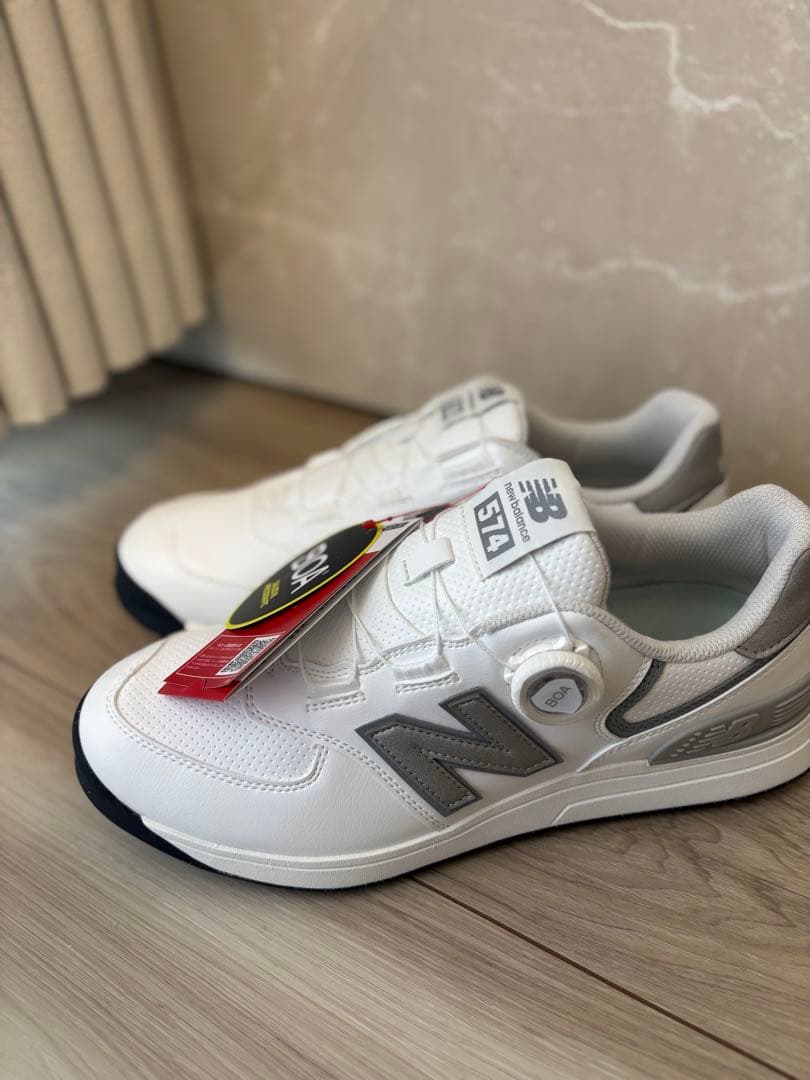 New Balance 574 ゴルフシューズ ホワイト/シルバー