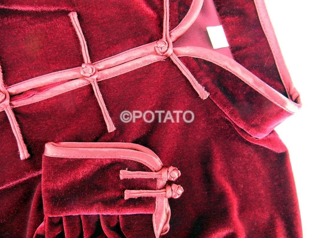 太極拳  ベロア調 太極服 上下 L サイズ 男女両用 枣红色【新品】