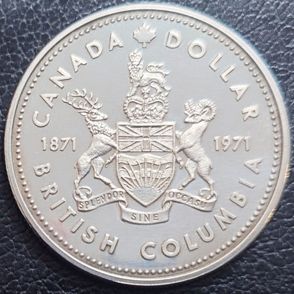 1971年 カナダ銀貨 1ドル ブリティッシュコロンビア州100周年記念銀貨