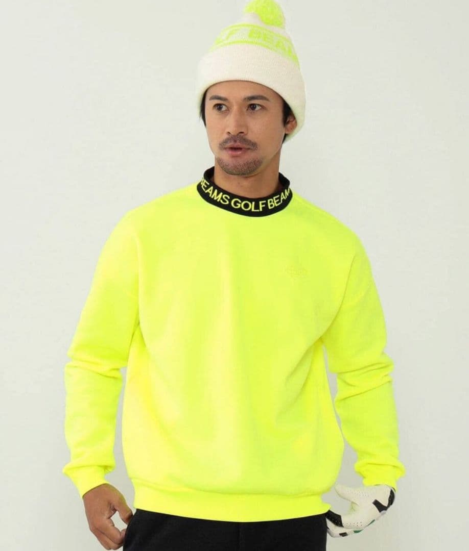 極美品■BEAMS GOLF ビームスゴルフ 襟ロゴ裏フリース プルオーバー■Ｌ