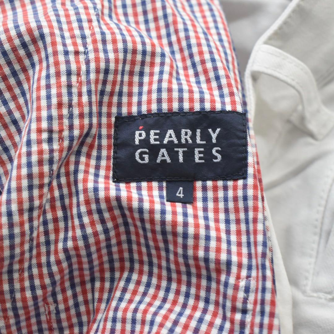 近年モデルPEARLY GATES ストレッチホワイトパンツ サイズ4 ロゴ刺繍