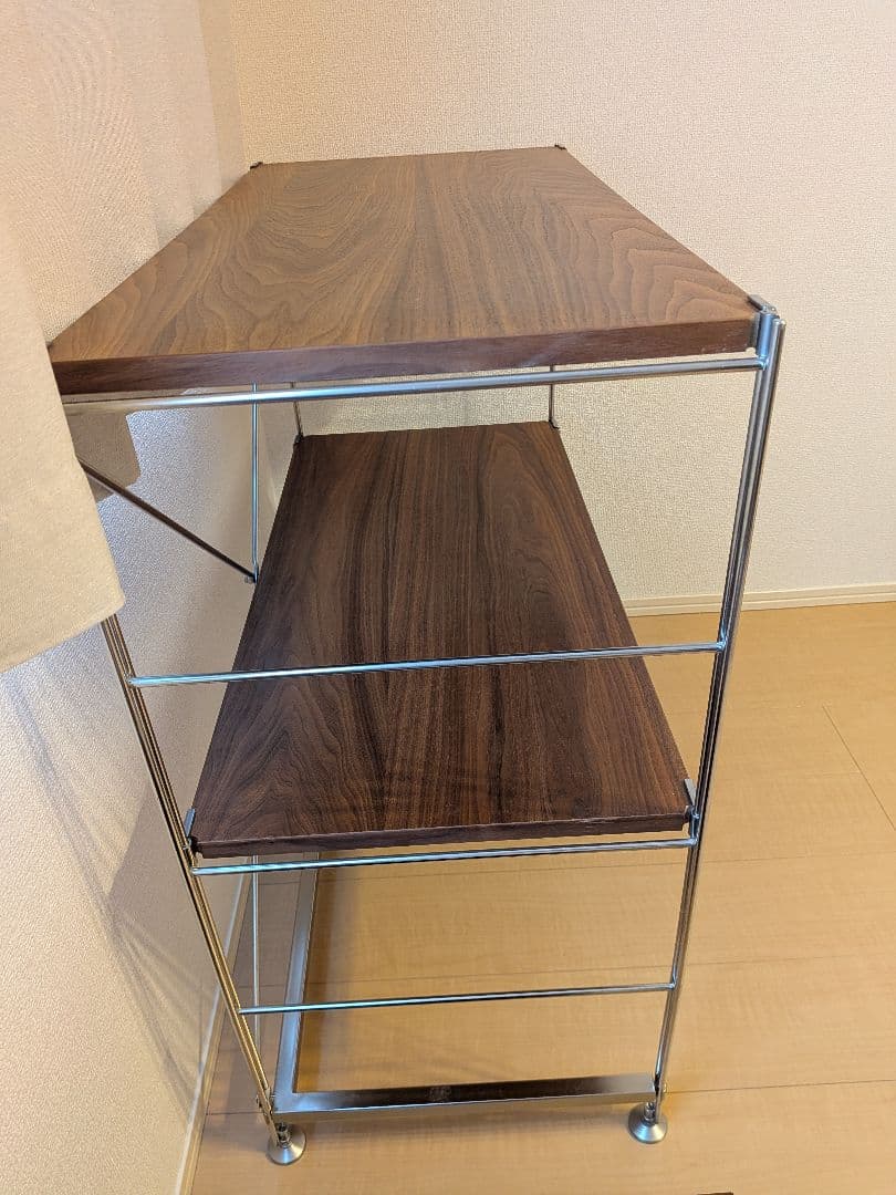 無印良品 ステンレスユニットシェルフ　ウォールナット材棚セット　ワイド　小