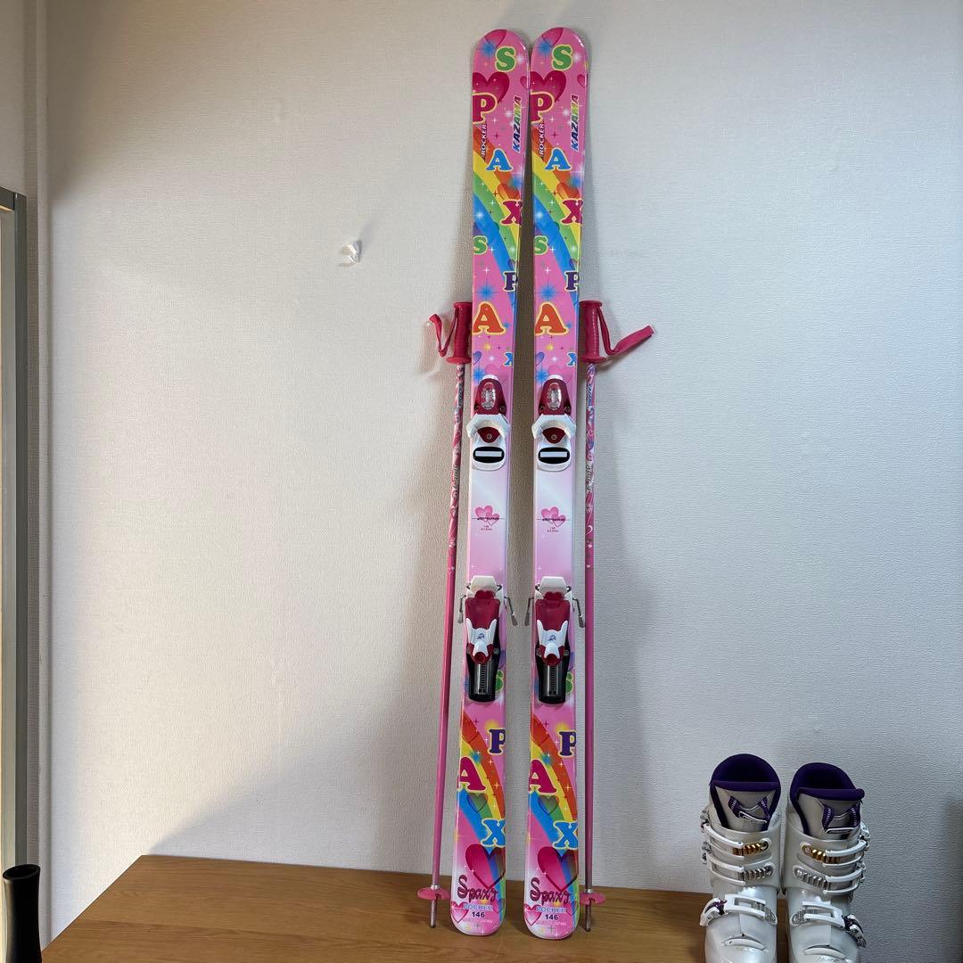 KAZAMAジュニア146cmスキーセット　hart 23cm ストック付