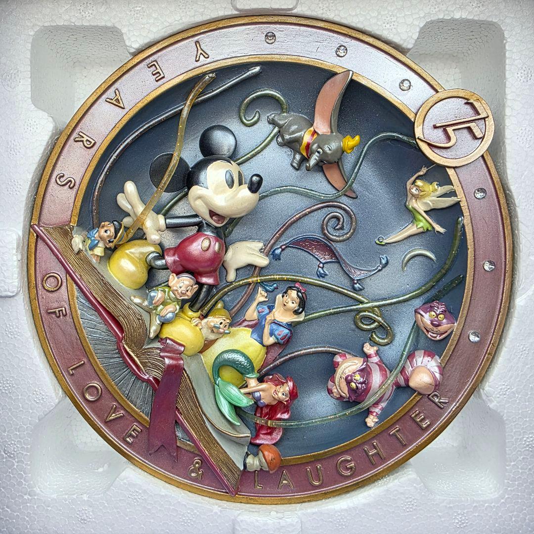 ディズニー　75周年　プレート　置き物　限定品　シリアル　ミッキーマウス