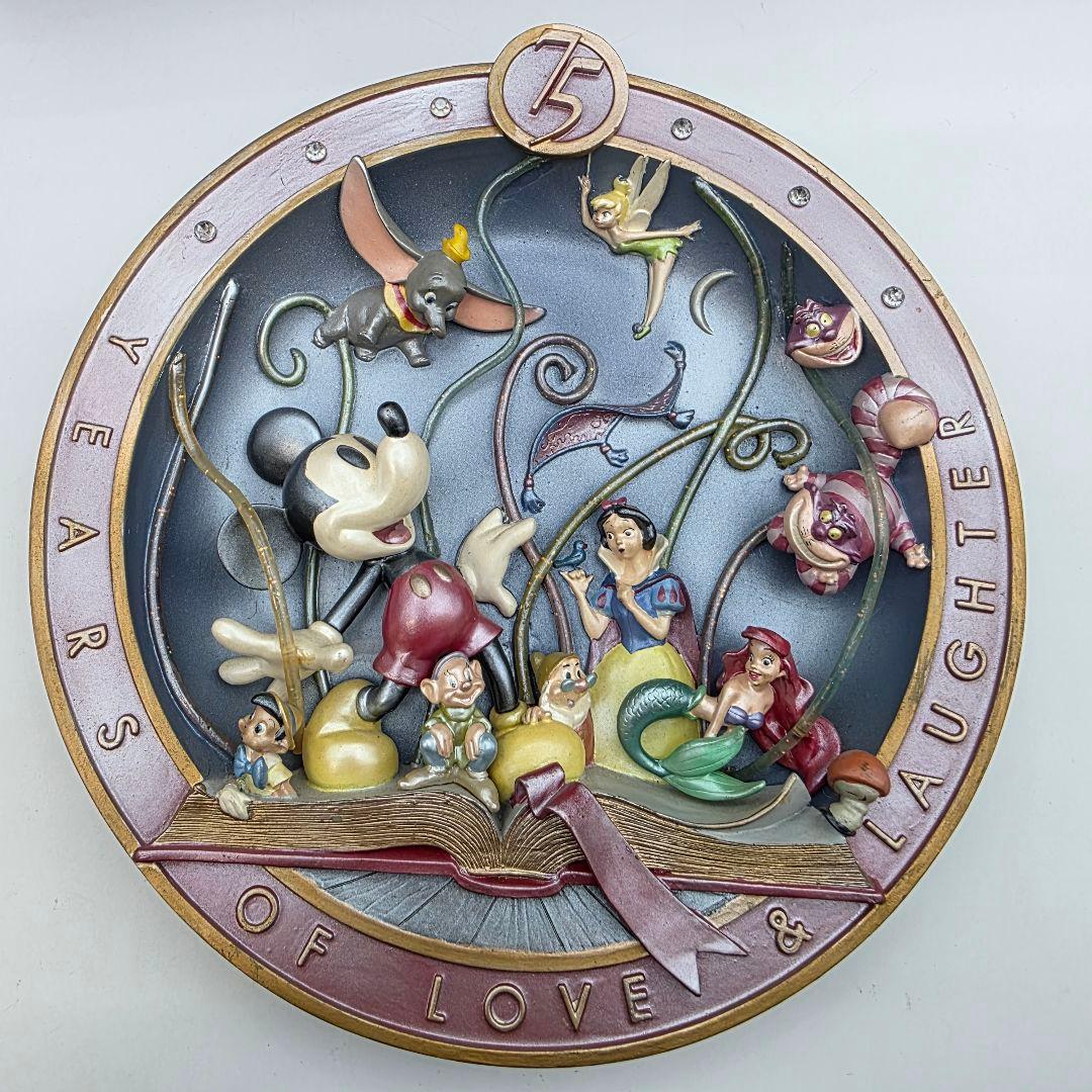 ディズニー　75周年　プレート　置き物　限定品　シリアル　ミッキーマウス