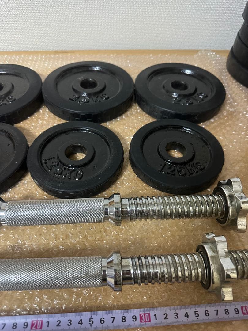 早い者勝ち　約20kg ラバー付きダンベルセット　シャフト付き