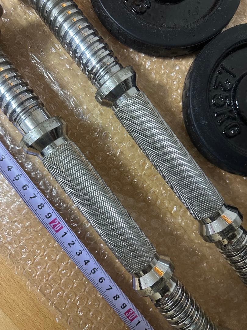 早い者勝ち　約20kg ラバー付きダンベルセット　シャフト付き