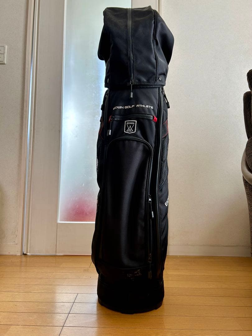 EDWIN GOLF ATHLETE キャディバッグ ブラック レッド