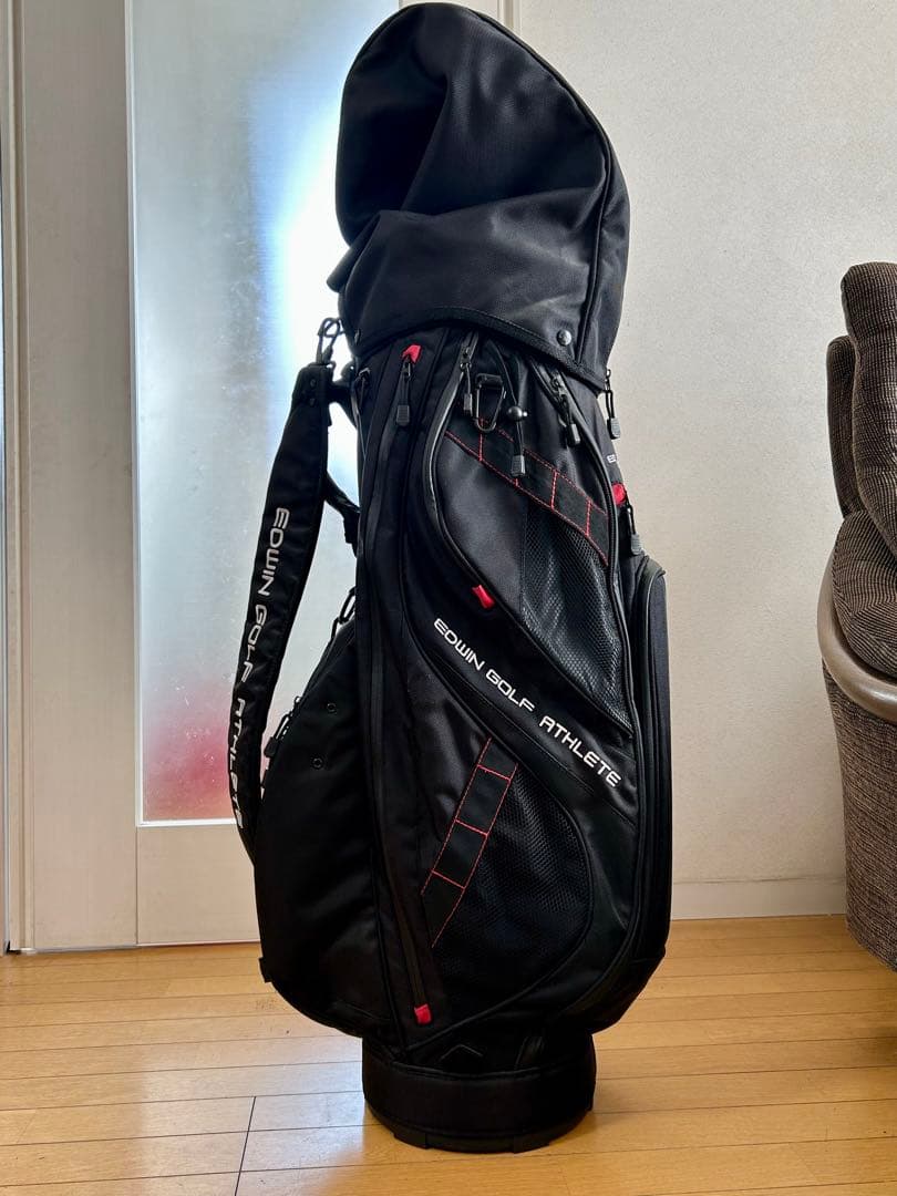 EDWIN GOLF ATHLETE キャディバッグ ブラック レッド