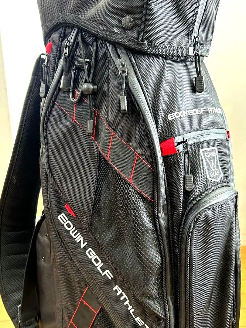 EDWIN GOLF ATHLETE キャディバッグ ブラック レッド