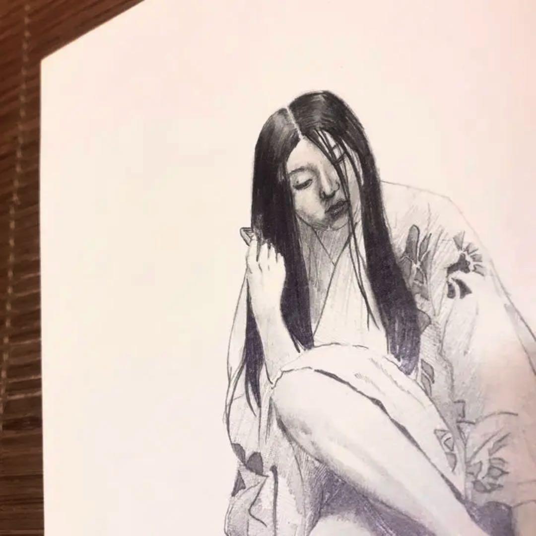 特値　肉筆鉛筆画 美人画❣️ 原画　1点物
