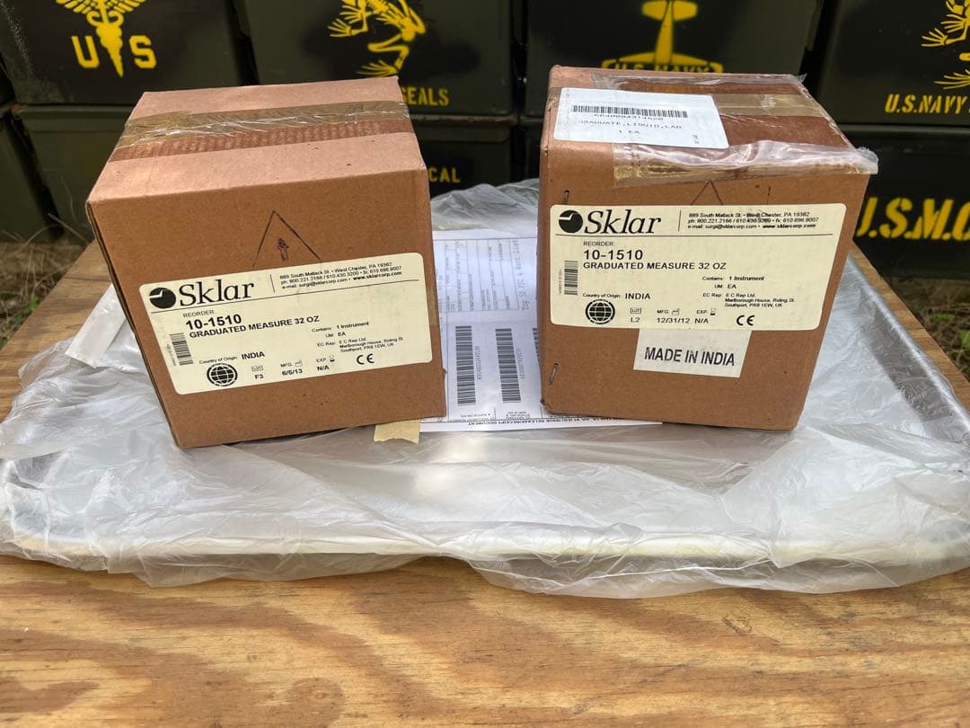 米軍放出品ステンレスVollrathトレー & Sklar計量カップ 3点セット