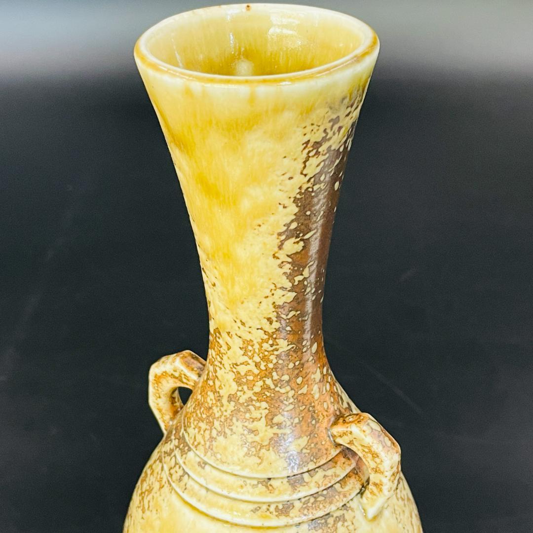 美品 信楽焼 花瓶 今井紫峯 作 耳付ツル首 高さ30cm R8SA118
