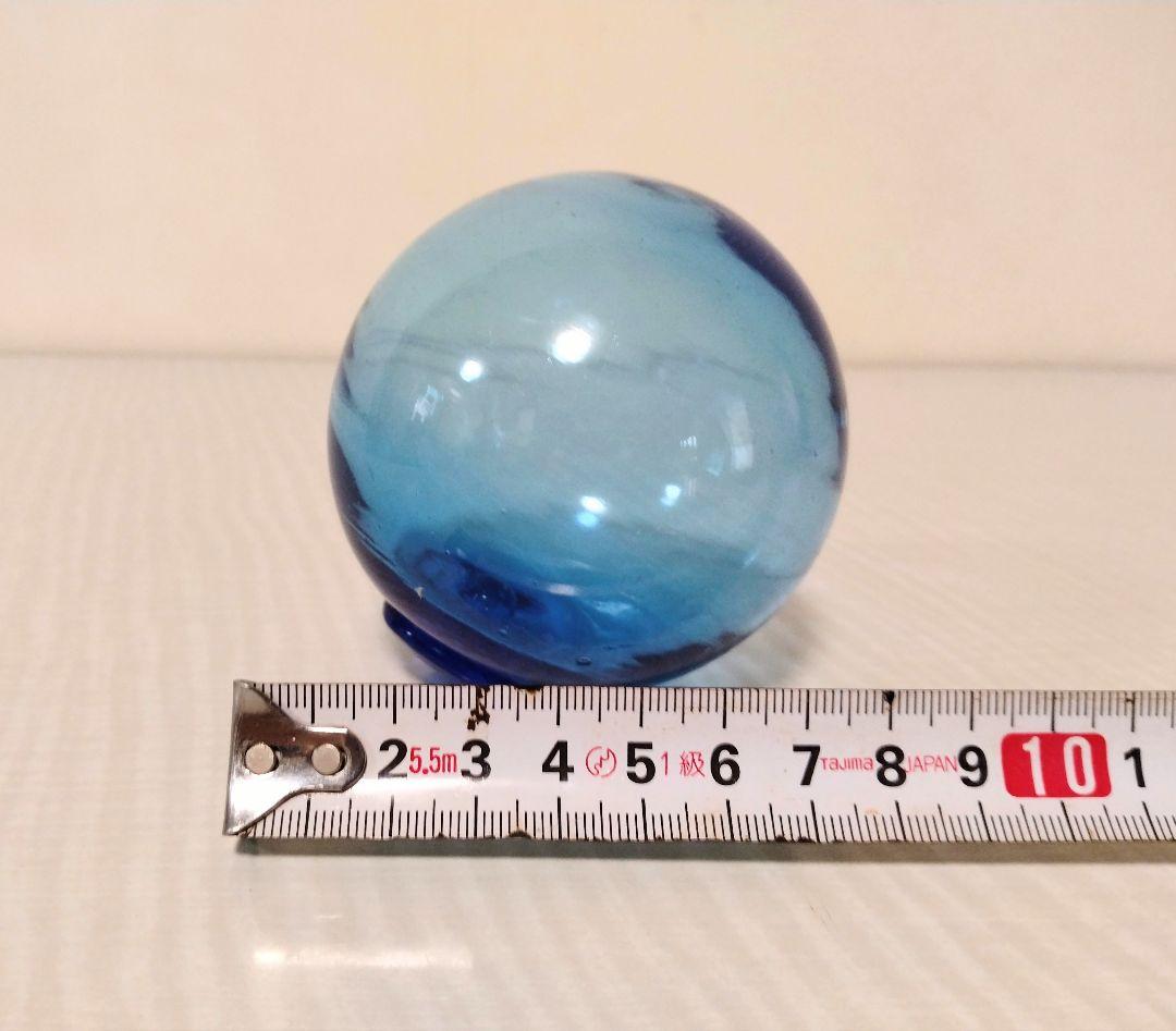 浮き玉　濃い青色のガラス浮き玉 約8cm レア びん玉　ガラス玉　フロート