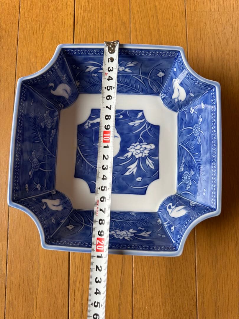 深川製磁 染付 角鉢 有田焼 木箱付 美品