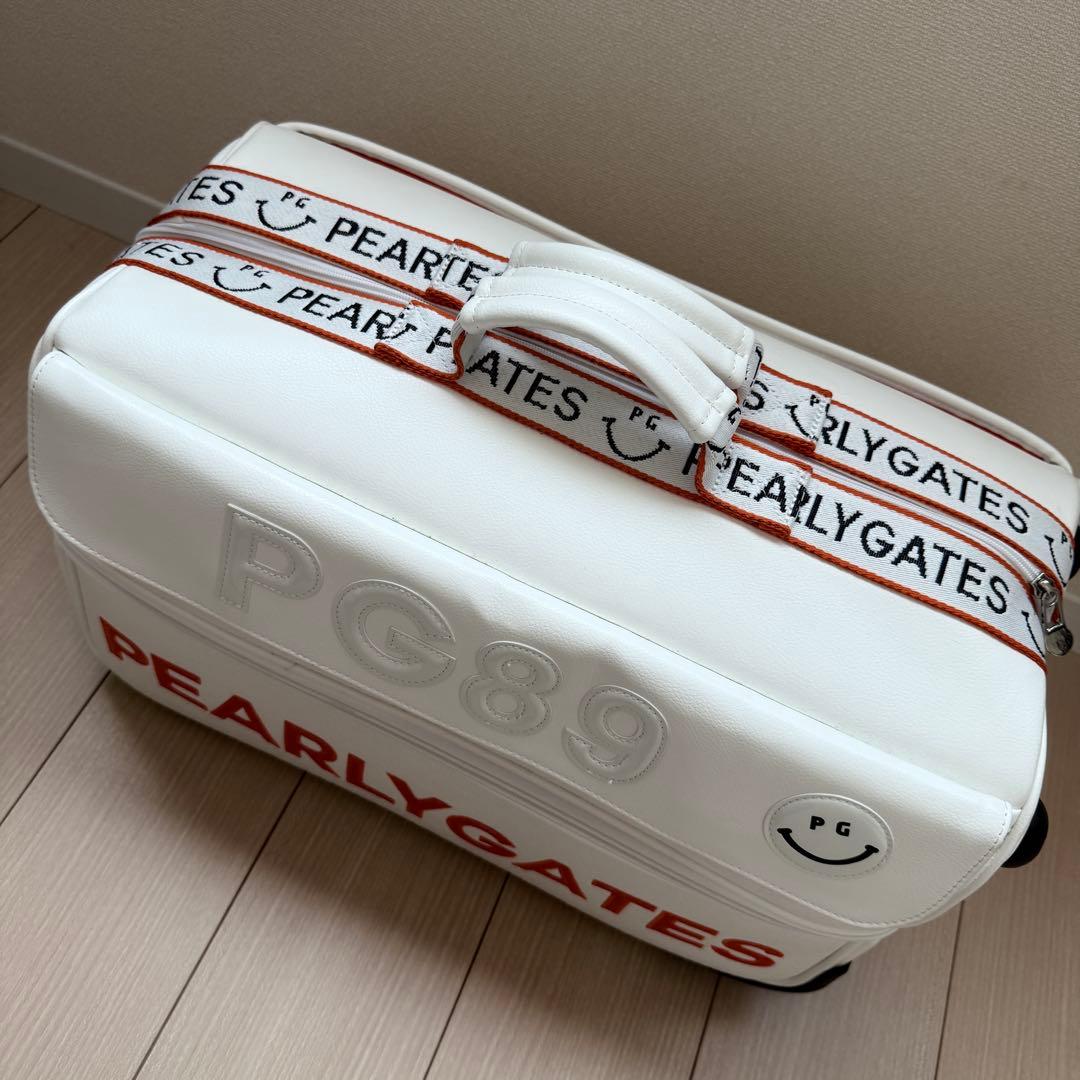 美品　パーリーゲイツ　トラベルキャリー　ゴルフ2輪付　バッグ　ボストン　白