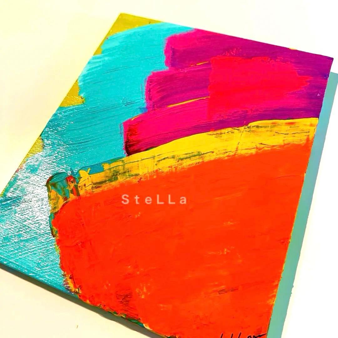 原画　現代アート　カラフル　絵　北欧　　ビビッド　壁掛け　おしゃれ　アートパネル