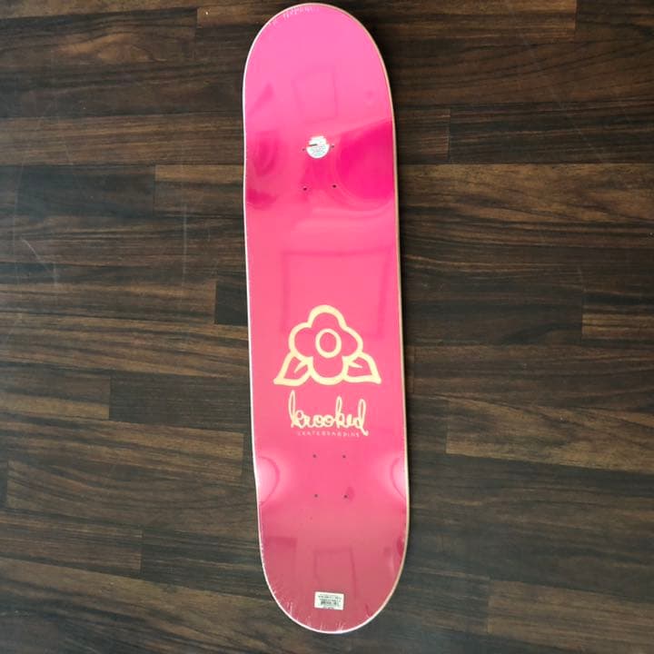 新品クルキッドKrookedスケートボードデッキ8.5インチsk8ピンク