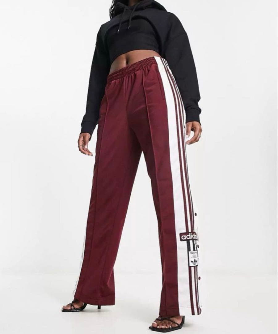 adidas アディブレイク トラックパンツ スナップパンツ バーガンディ 赤