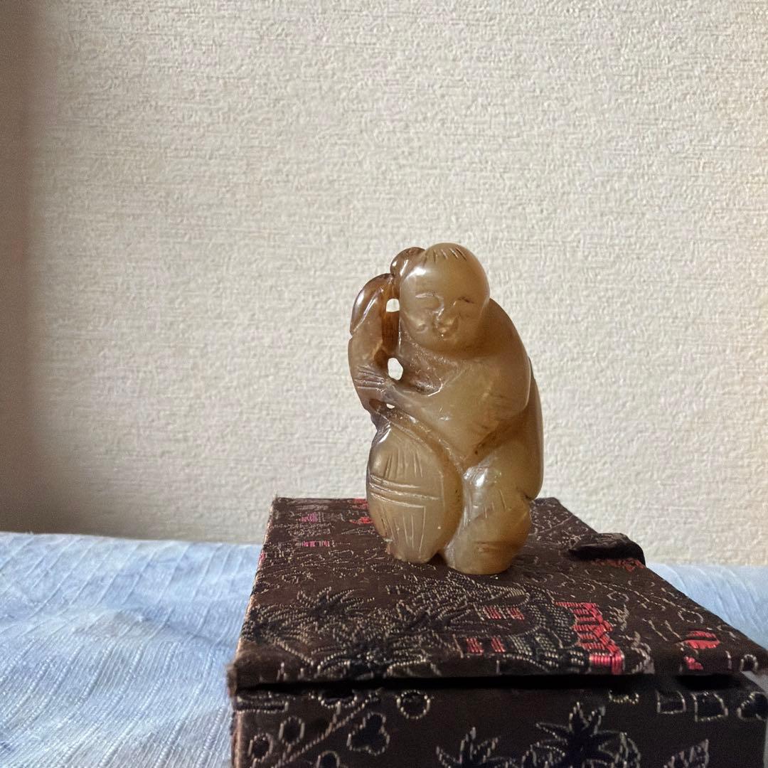 古玉　砡製 人物像 彫刻 古砡　アンティーク　中国