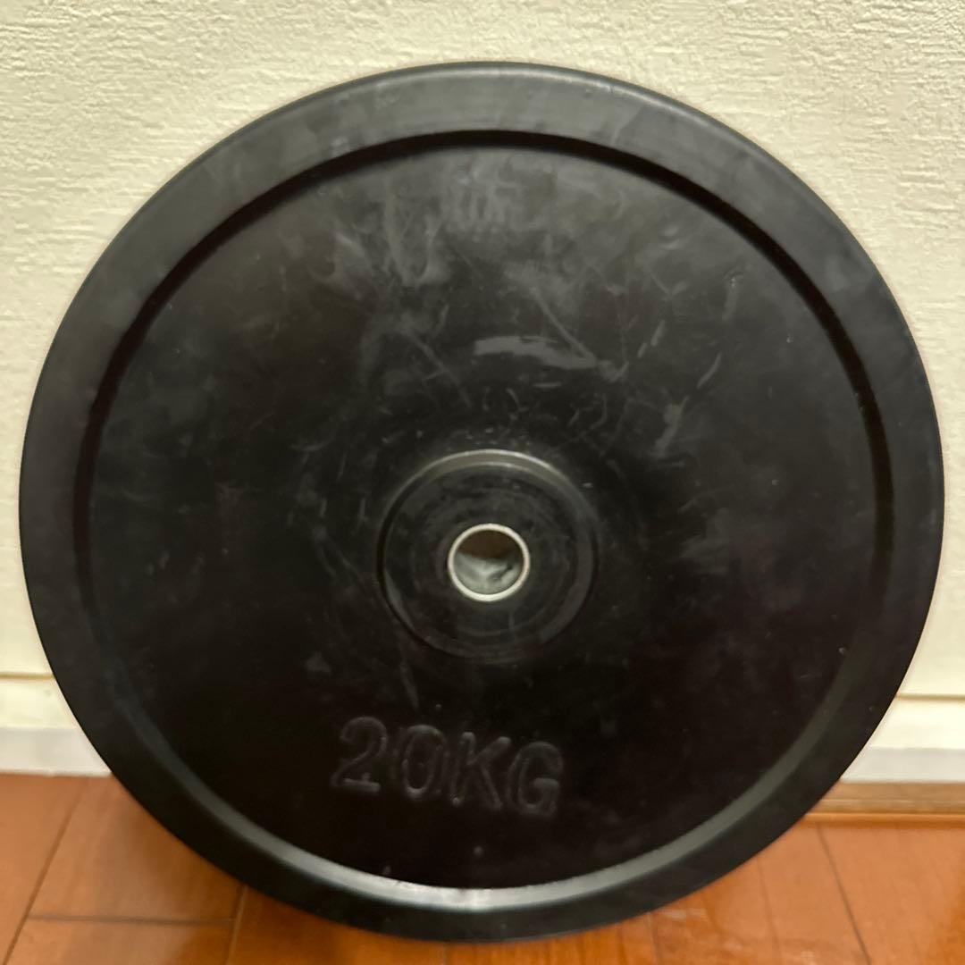 20kg バーベル プレート 1枚 ラバー ① 穴径約28mm