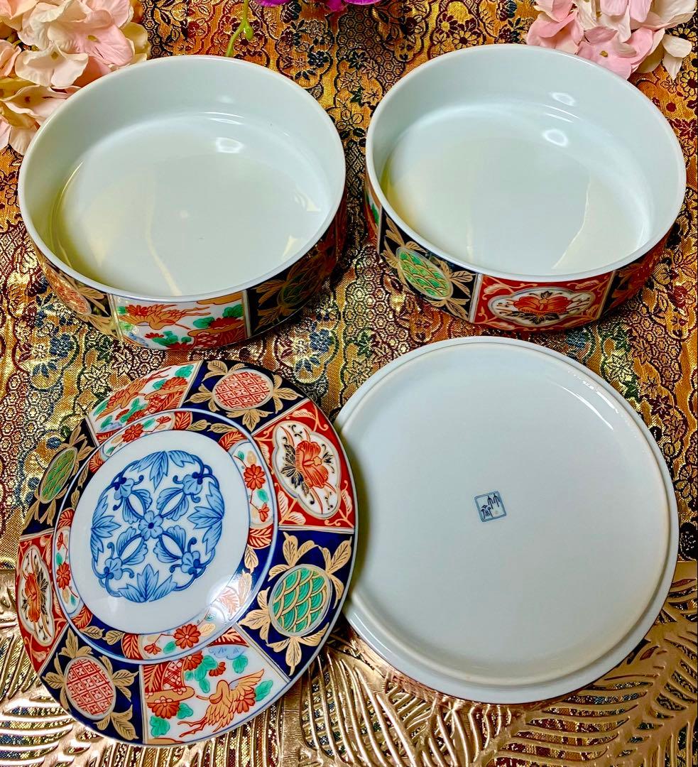 大喜陶器　大皿３１㌢　有田焼林斎窯　陶器　三段重　小皿五点 豪華おもてなしセット