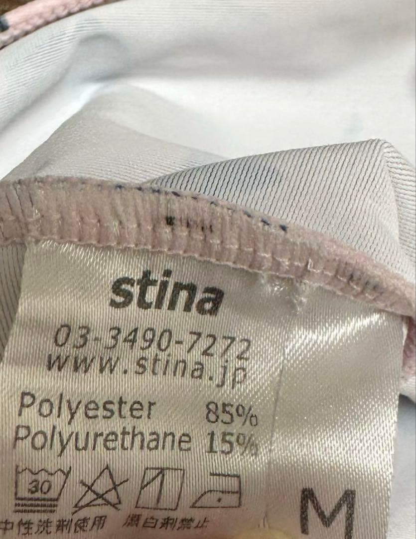 stina レオタード　バックリボン　ピンク　花柄　ブラック　M