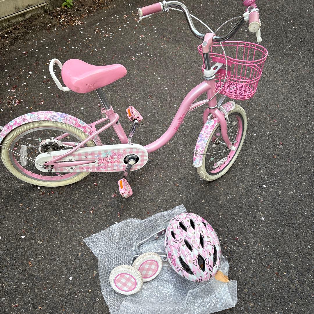メゾピアノ16インチ幼児用自転車 ミラー、バスケット付き