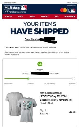【新品・未開封】MLB公式 2023WBC優勝Tシャツ XL