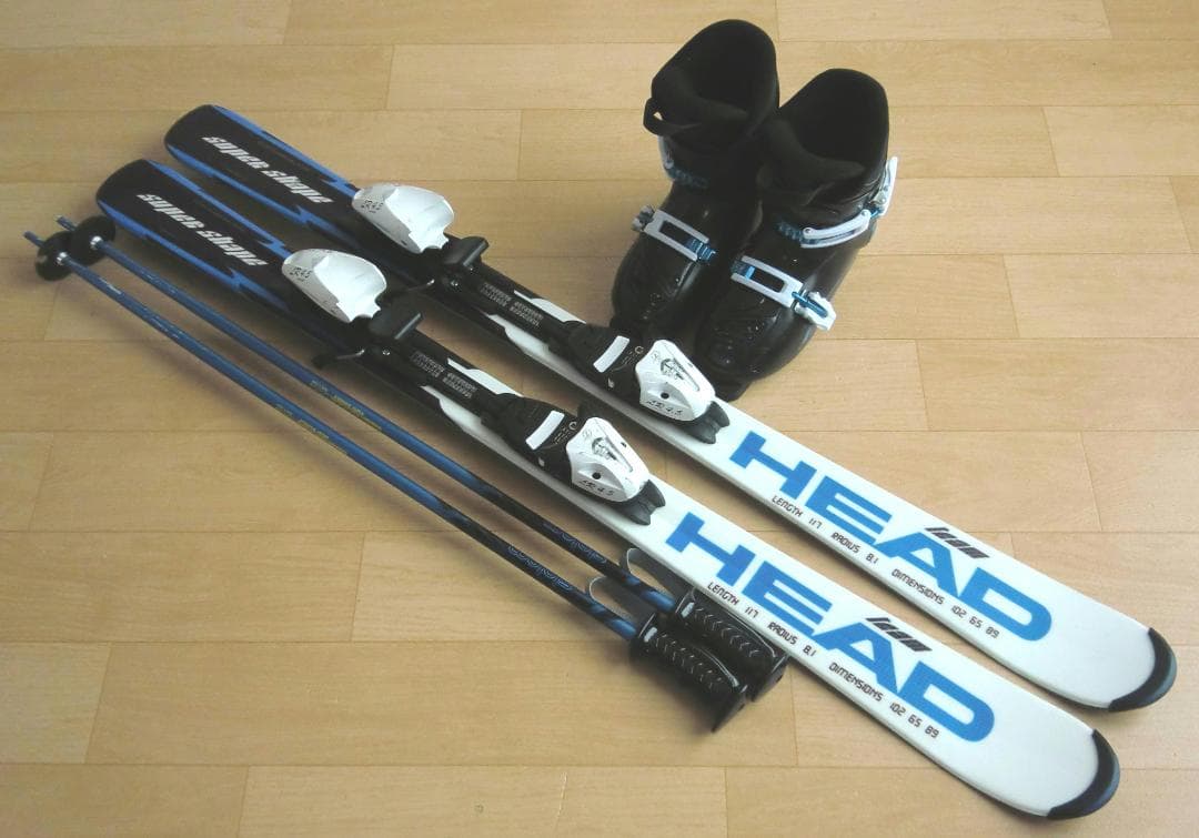■■送料無料■HEAD■子供用スキーフルセット■板117靴22■WAX済■■