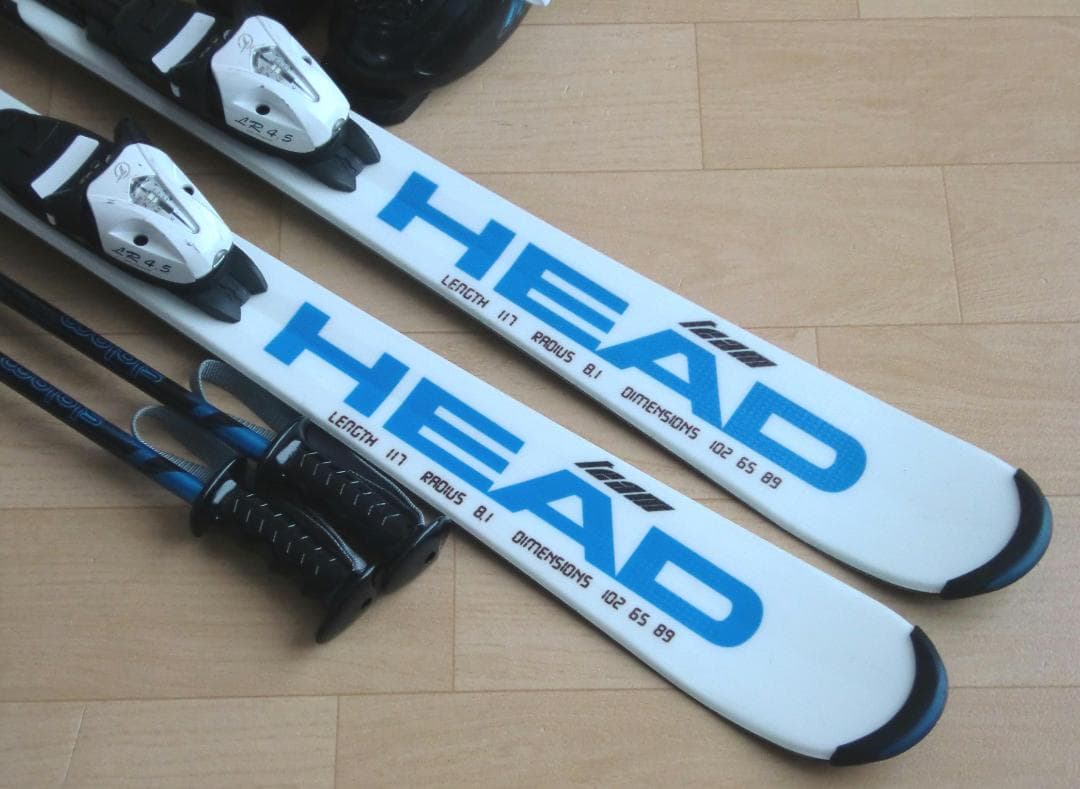 ■■送料無料■HEAD■子供用スキーフルセット■板117靴22■WAX済■■