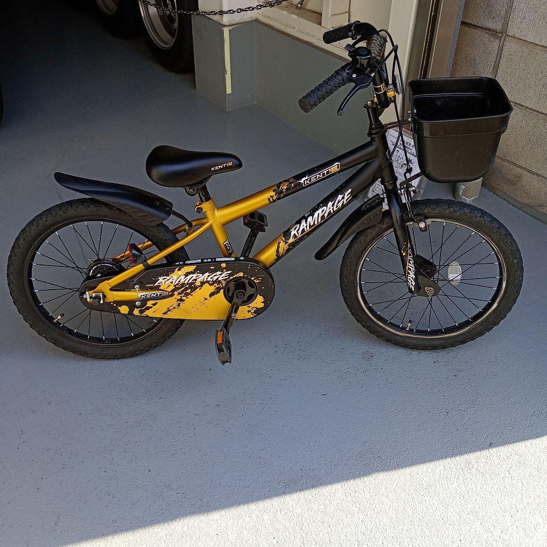 RAMPAGE 子供用自転車 黒/黄色 フロントバスケット付き18インチ　京都市