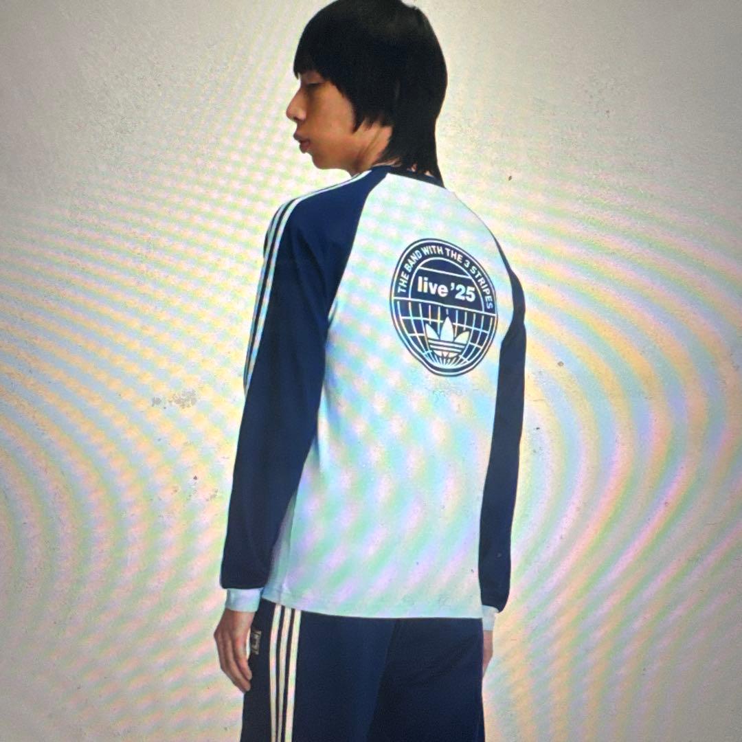 adidas oasis ロングシャツ ライトブルー　Lサイズ　2025年