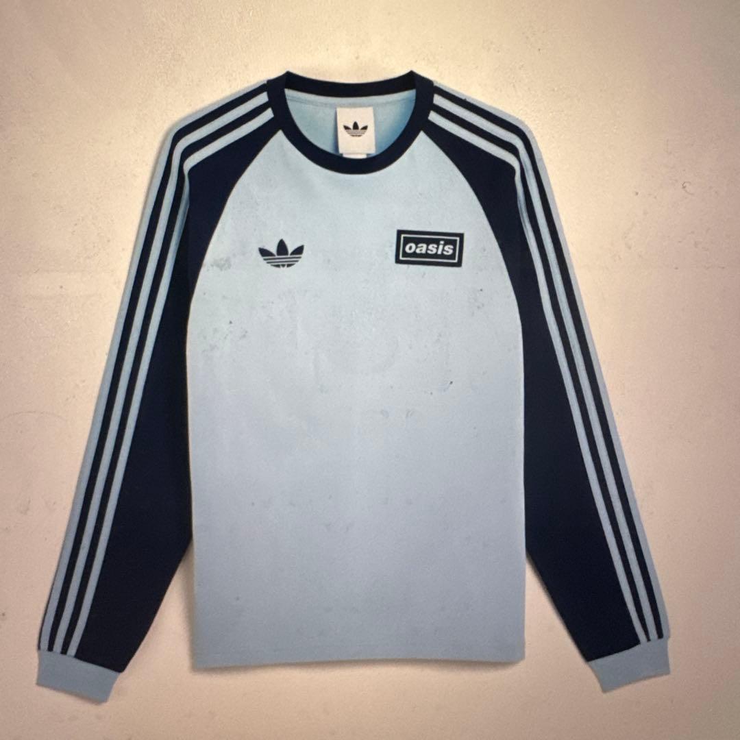 adidas oasis ロングシャツ ライトブルー　Lサイズ　2025年