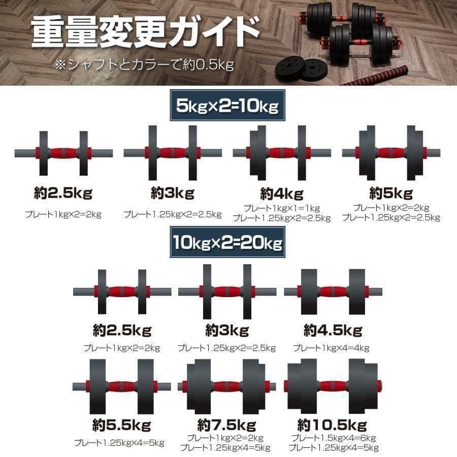 R2512ダンベル 可変式20kg可変式ダンベル 40kg 多機能2個セット