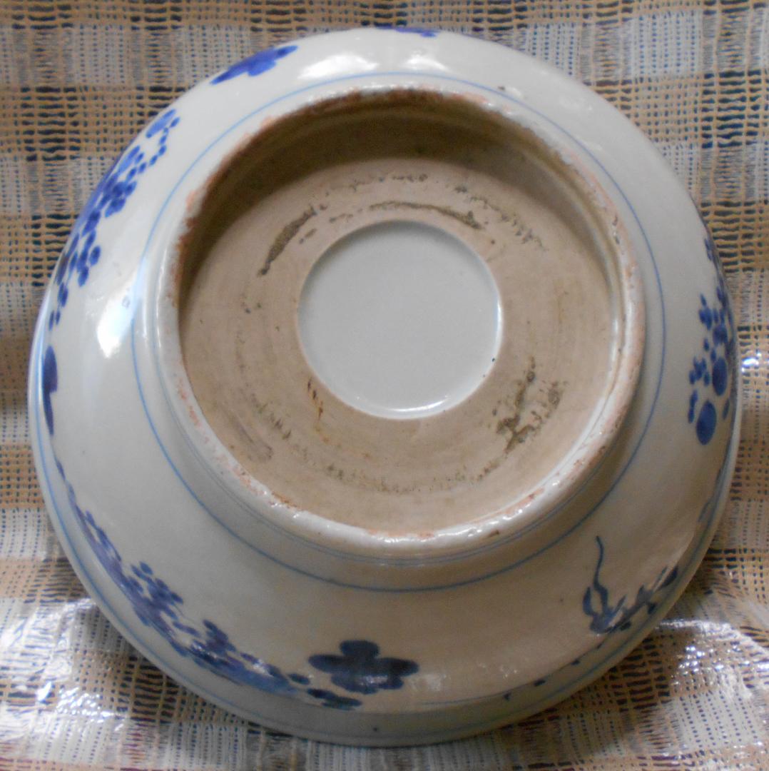 【大戦中疎開品】アンティーク九谷 大鉢 直径約25㎝ 昭和初期以前