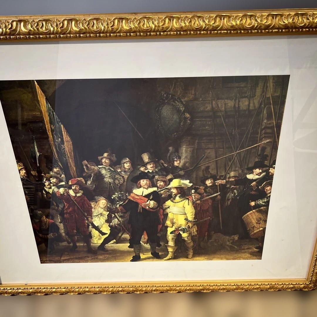 レンブラント 夜警 立体複製名画 絵画 額付き インテリア アート
