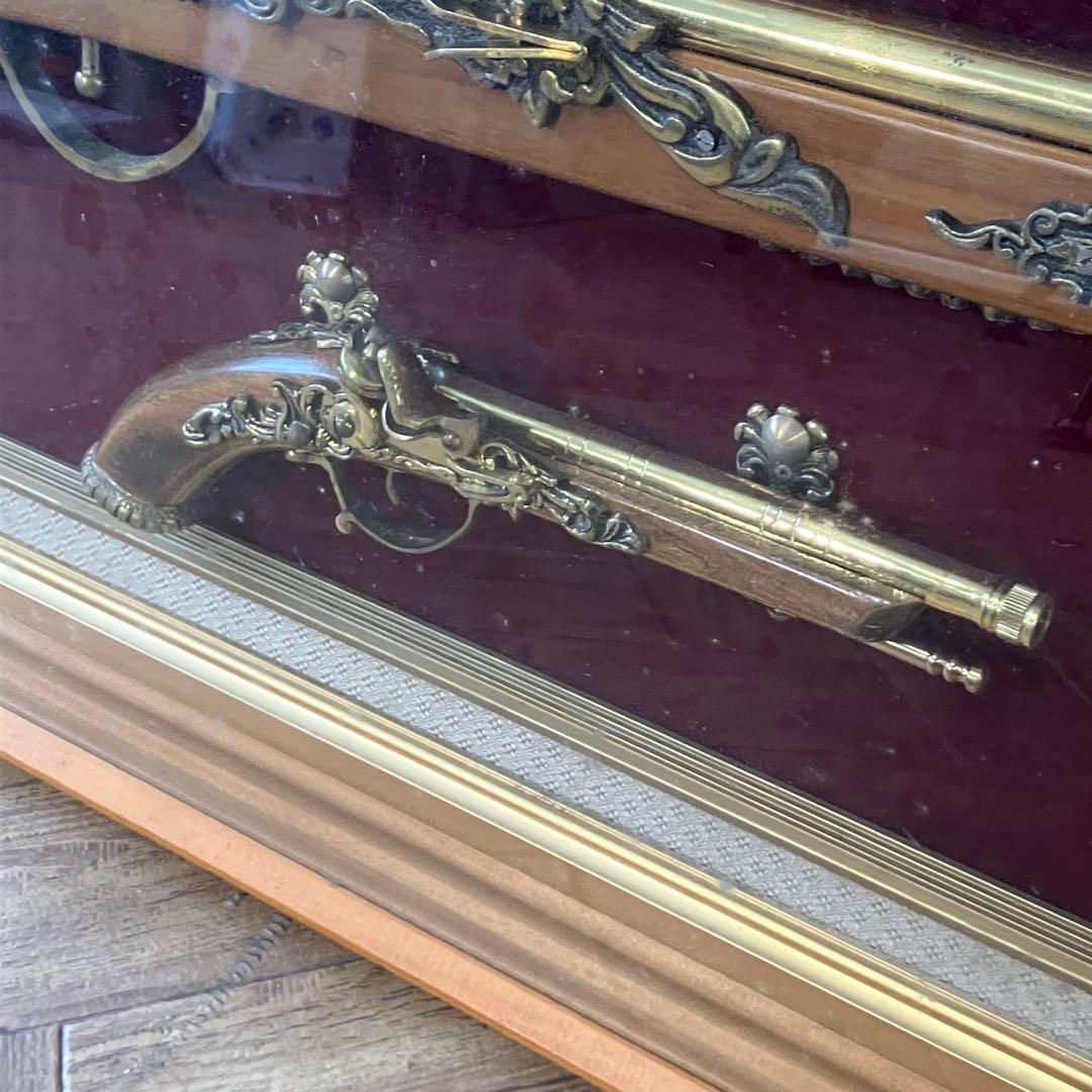 【超希少】昭和レトロ✨　額装 オランダ古代銃(燧石式銃) レプリカ インテリア