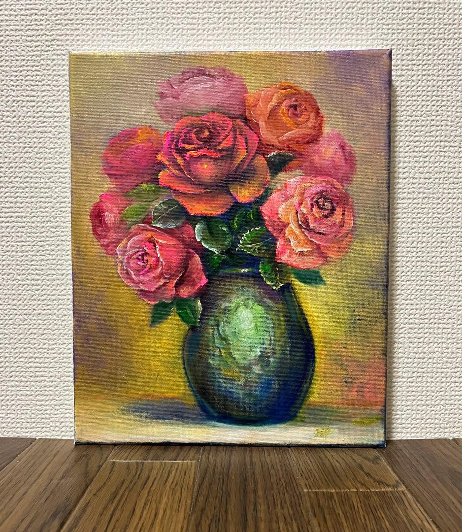 ☆ HaRu 花 バラ 1点物 真作 原画 絵画 油絵 ♪