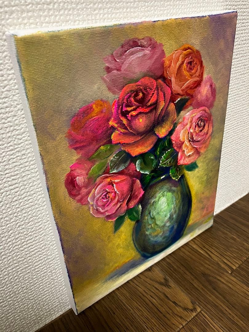 ☆ HaRu 花 バラ 1点物 真作 原画 絵画 油絵 ♪