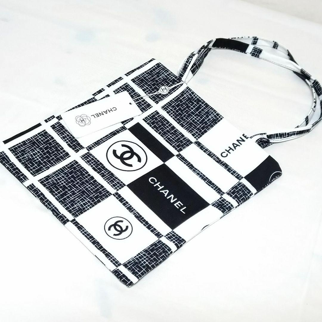 CHANEL ショッピングトート 美品 チェック柄 黒白 非売品 ハンド