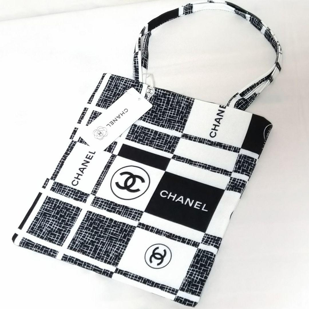CHANEL ショッピングトート 美品 チェック柄 黒白 非売品 ハンド