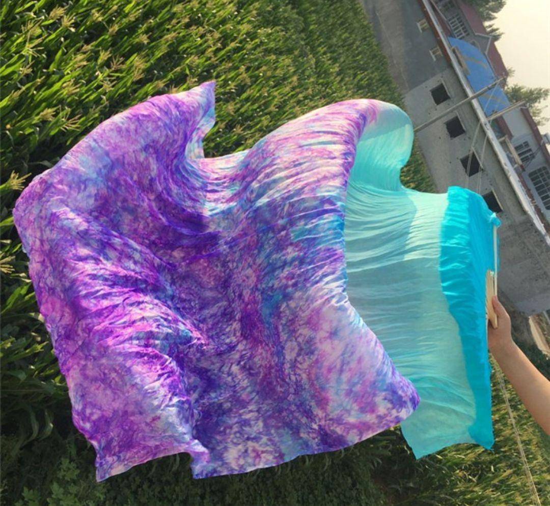 シルク ファンベール ベリーダンス 衣装 Silk FanVeil 水色 180