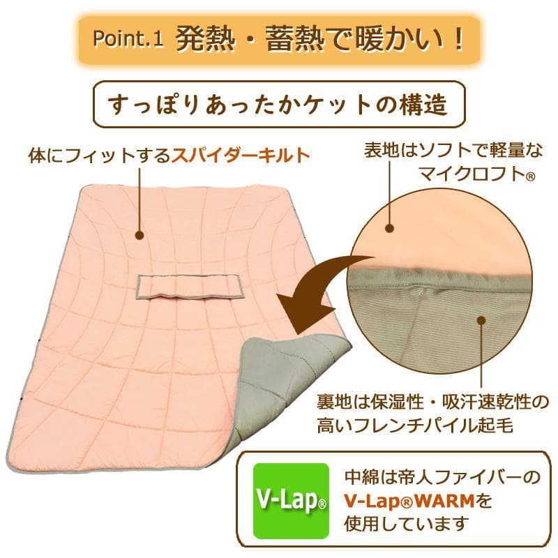 テイジンあったかすっぽりケット 2way毛布 キャンプ釣り保温 蓄熱 軽量 節電