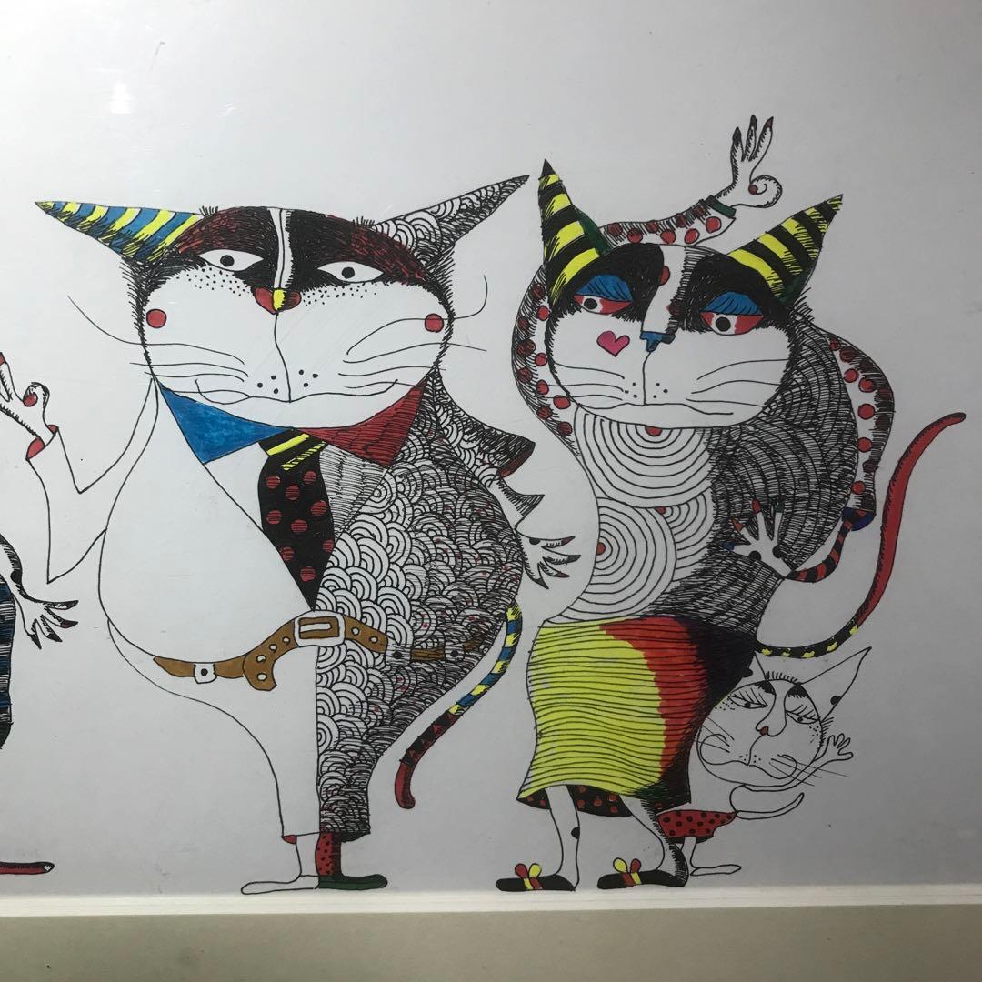 鈴木信也　猫の絵　肉筆