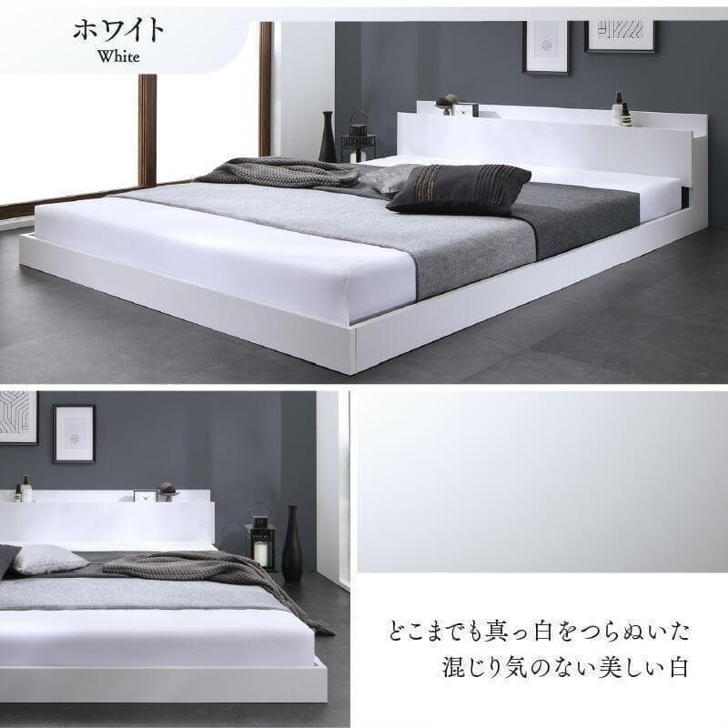 セール！新品 送料込 ダブルベッド マットレス付 棚 コンセント付 ホワイト