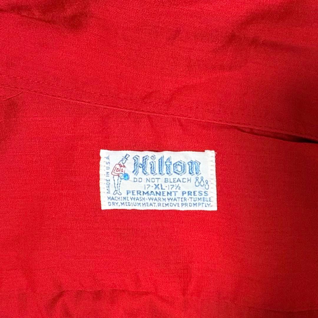 70s Hilton ヒルトン　ボーリングシャツ　ヴィンテージ　レッド　赤