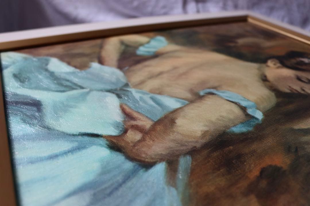 ブルー服の女 菅沼金六 額絵 美人画 バレリーナ アート