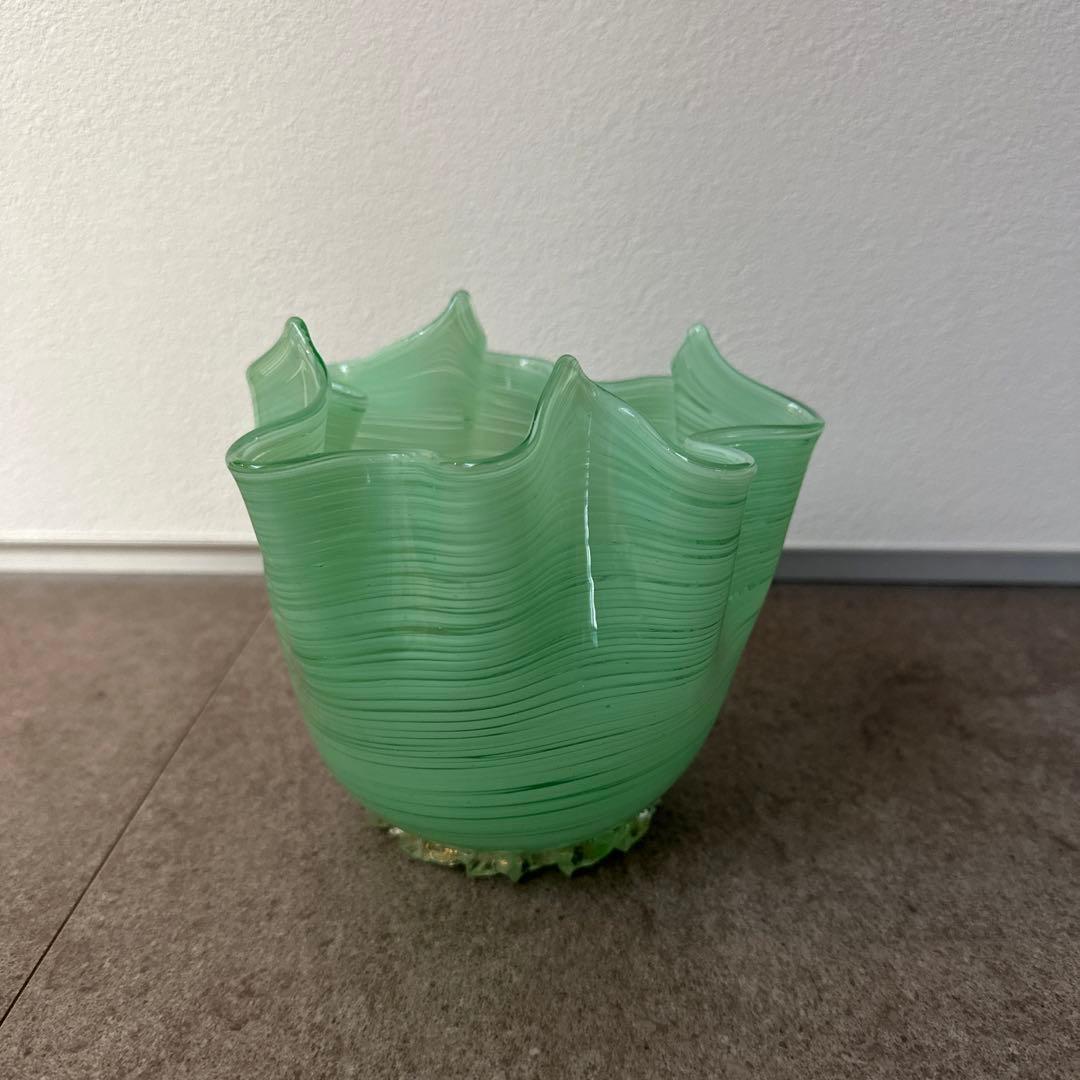 アンティークフラワーベース　ミントグリーン