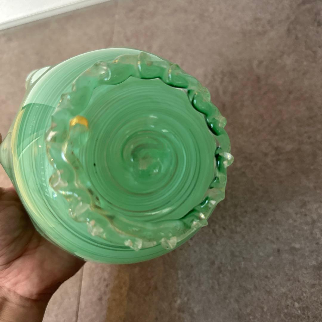 アンティークフラワーベース　ミントグリーン